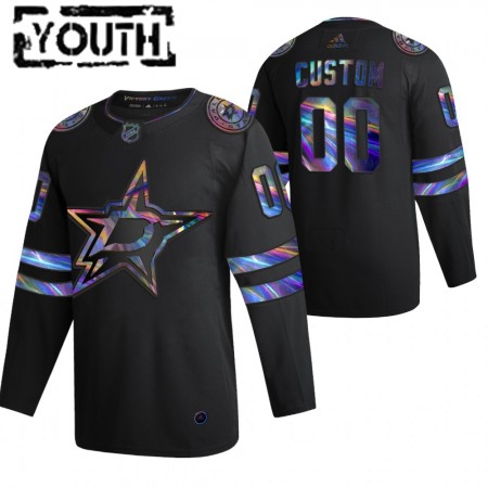 Dětské Hokejový Dres Dallas Stars Personalizované 2021-22 Duhová holografická Černá Authentic